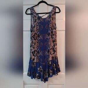FREE PEOPLE Blue and Pink Floral Mini Dress